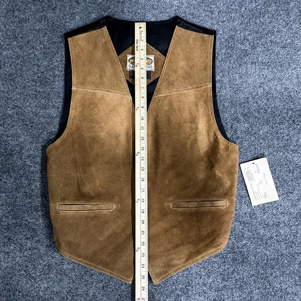 Paragraff Suede Leather Vest Mens Medium Brown Southwestern Cowboy Western
